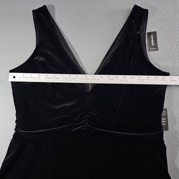 Express Black Velvet Dress Babydoll Sleeveless XL Holiday Cocktail Party NEW $79 - Picture 7 of 11